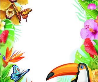Beautiful Flowers And Butterflies Vector Background