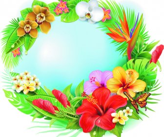 Schöne Blumen Und Schmetterlinge Vektor-Hintergrund