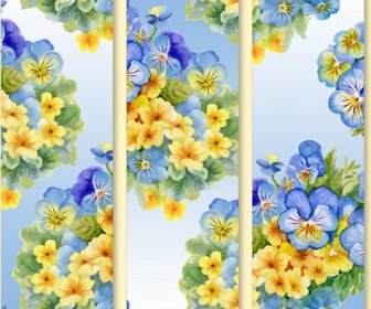 Bunga-bunga Indah Desain Spanduk Vector Set