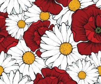 Schöne Blumen Musterdesign Kunst Vektor