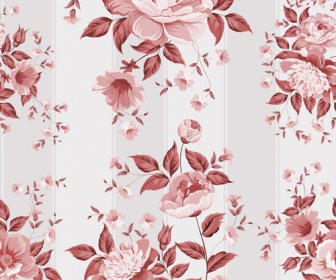 Beautiful Flowers With Vintage Seamless Pattern Vector