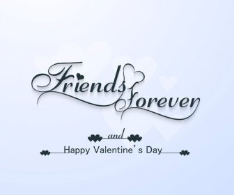 Beautiful Friends Forever For Happy Valentines Day Heart Stylish Text Colorful Background Vector