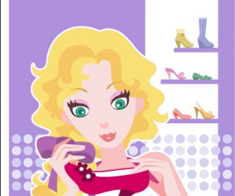 Beautiful Girl With Fashion Elements Vector