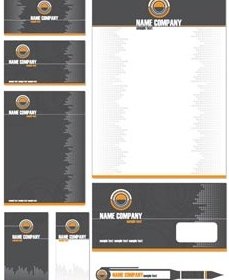 Beautiful Gray Music Lines On Letterhead Visiting Card And Envelope Free Vector
