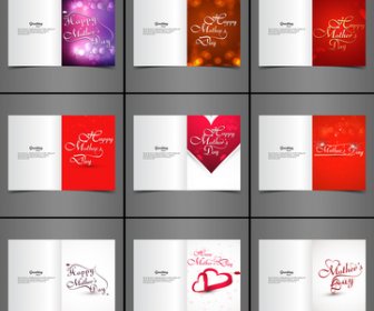 Beautiful Greeting Card Collection Set Colorful Happy Mothers Day Presentation Vector