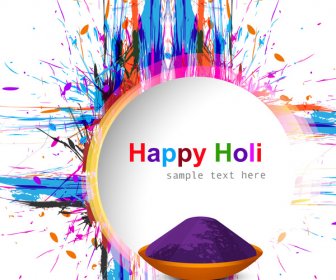 Gulal สวยมีสีสันพื้นหลังเวกเตอร์ภาพประกอบออกแบบกรันจ์เทศกาล Holi