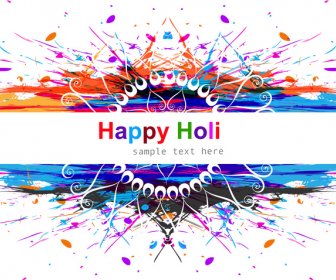Gulal สวยมีสีสันพื้นหลังเวกเตอร์ภาพประกอบออกแบบกรันจ์เทศกาล Holi