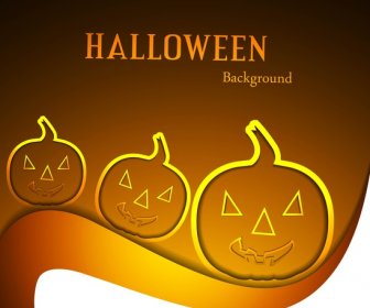 Beautiful Halloween Scary Pumpkins Vector Wave Background