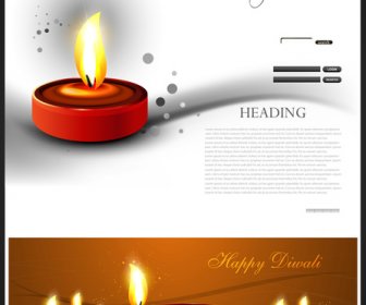 Beautiful Happy Diwali Colorful Hindu Festival Website Template Background Vector