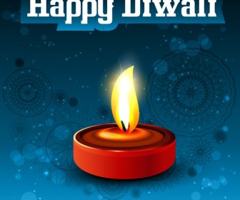 Belle Joyeux Diwali Diya Lumineux Hindoue Festival Fond Coloré