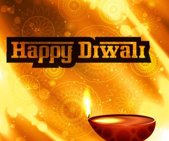 Belle Joyeux Diwali Diya Lumineux Hindoue Festival Fond Coloré