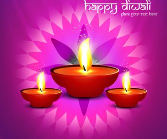 Beautiful Happy Diwali Diya Bright Colorful Hindu Festival Background Vector Illustration