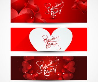 Schön Bunt Für Valentinstag Herz Header Banner Set Liebe Website Vektor