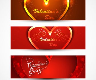 Header Indah Berwarna-warni Untuk Hari Kasih Sayang Hati Spanduk Set Cinta Situs Vektor