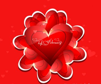 Beautiful Heart Stylish Text Design For Happy Valentines Day Colorful Card Background