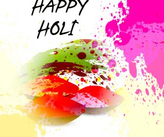indah holi teks berwarna-warni grunge perayaan festival vektor latar belakang desain