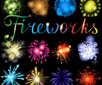 Beautiful Holiday Fireworks Vector Background