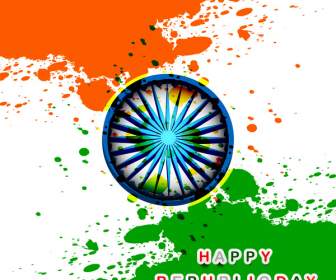 Beautiful Indian Flag Republic Day Stylish Grunge Tricolor Vector Illustration