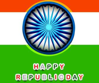 Piękna Indian Flag Dzień Republiki Stylowe Grunge Tricolor Wektor Ilustracja
