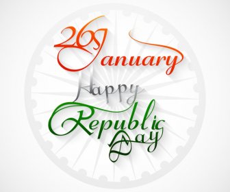 Beautiful 26 January Calligraphy Happy Republic Day Text Tricolor Design Vector