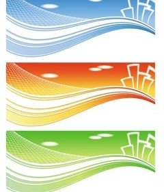 Beautiful Lines Pattern City Banner Set Vector