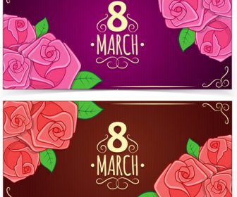 Indah 8 Maret Womens Hari Banner Vektor