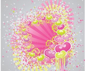 Grunge Merah Muda Dan Kuning Yang Indah Bingkai Valentine Vektor