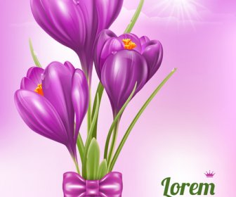 Beautiful Purple Flower Card Vectors