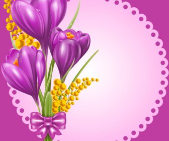 美しい紫の花カード ベクトル