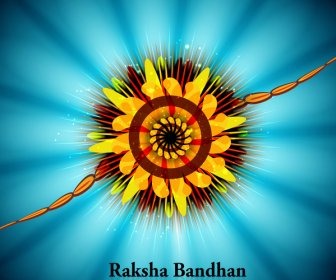 Beautiful Raksha Bandhan Festival Blue Colorful Background Vector