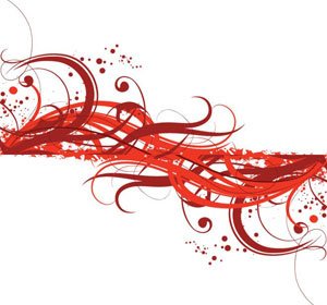 美しい赤い花線ベクトル アート