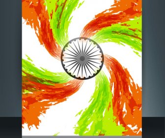 Republik Indah Hari Brosur Template Untuk Vektor Tiga Warna Bendera India Bergaya