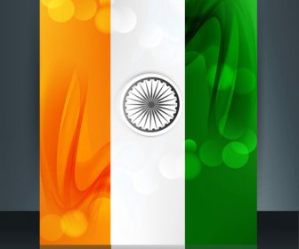 Plantilla De Folleto República Hermoso Día Para Vector Tricolor Bandera India Con Estilo