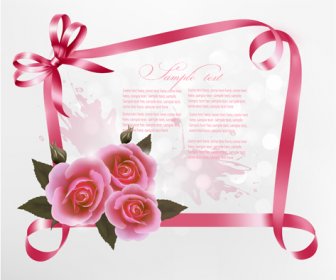 Beautiful Ribbon Flower Cards Vector