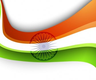Mengkilap Indah Bergaya Bendera India Gelombang Desain