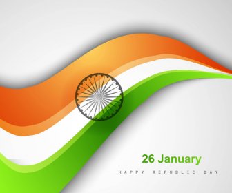 Hermoso Diseño Brillante Elegante Bandera India Ola