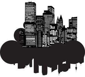 Beautiful Silhouette Night View Of New York City Sketch Vector
