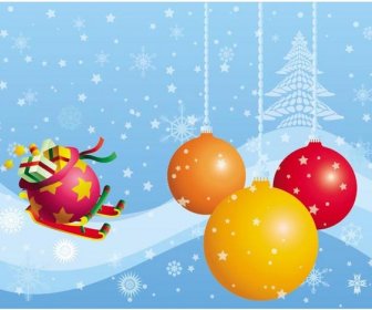 Beautiful Snowflakes Christmas Balls With Winter Background Vector