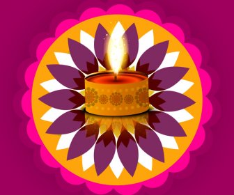 Bella Elegante Rangoli Felice Diwali Diya Indù Pittoresco Sfondo Festival