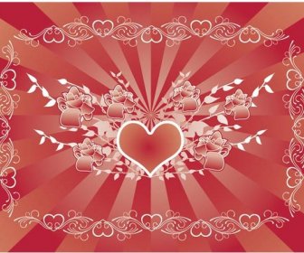 花のデザイン要素ベクトルと美しいバレンタインの日愛カード