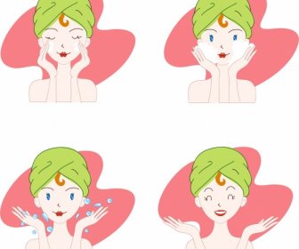 Personajes De Dibujos Animados De Decoración Emocional De Los Iconos De Bella Mujer