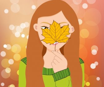 Beautiful Woman Painting Leaf Hidden Face Bokeh Decor