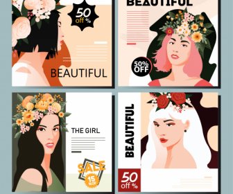 美容広告ポスターエレガントな女性花のスケッチ