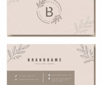 Beauty Business Card Template Elegant Handdrawn Leaf Decor