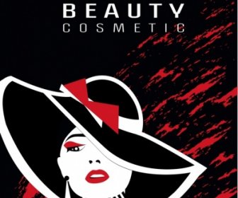 Skizzieren Sie Schönheit Kosmetik Werbung Elegante Frau Zubehör Symbole