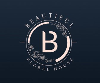 Template Logo Kecantikan Botani Sketsa Gelap Elegan Lingkaran