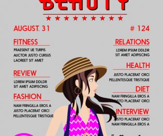 Beauty Magazine Cover Vector Design With Fashionable Lady