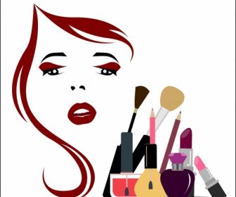 Beauty Makeup Background Accessories Icons Woman Sketch Decor