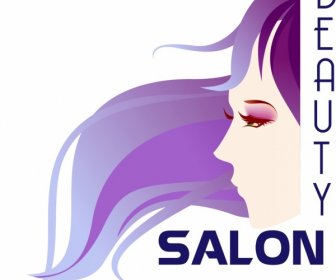 Beauty Salon Banner Colored Woman Icon Ornament