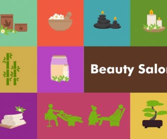 Beauty Salon Design Elements Spa Icons Isolation